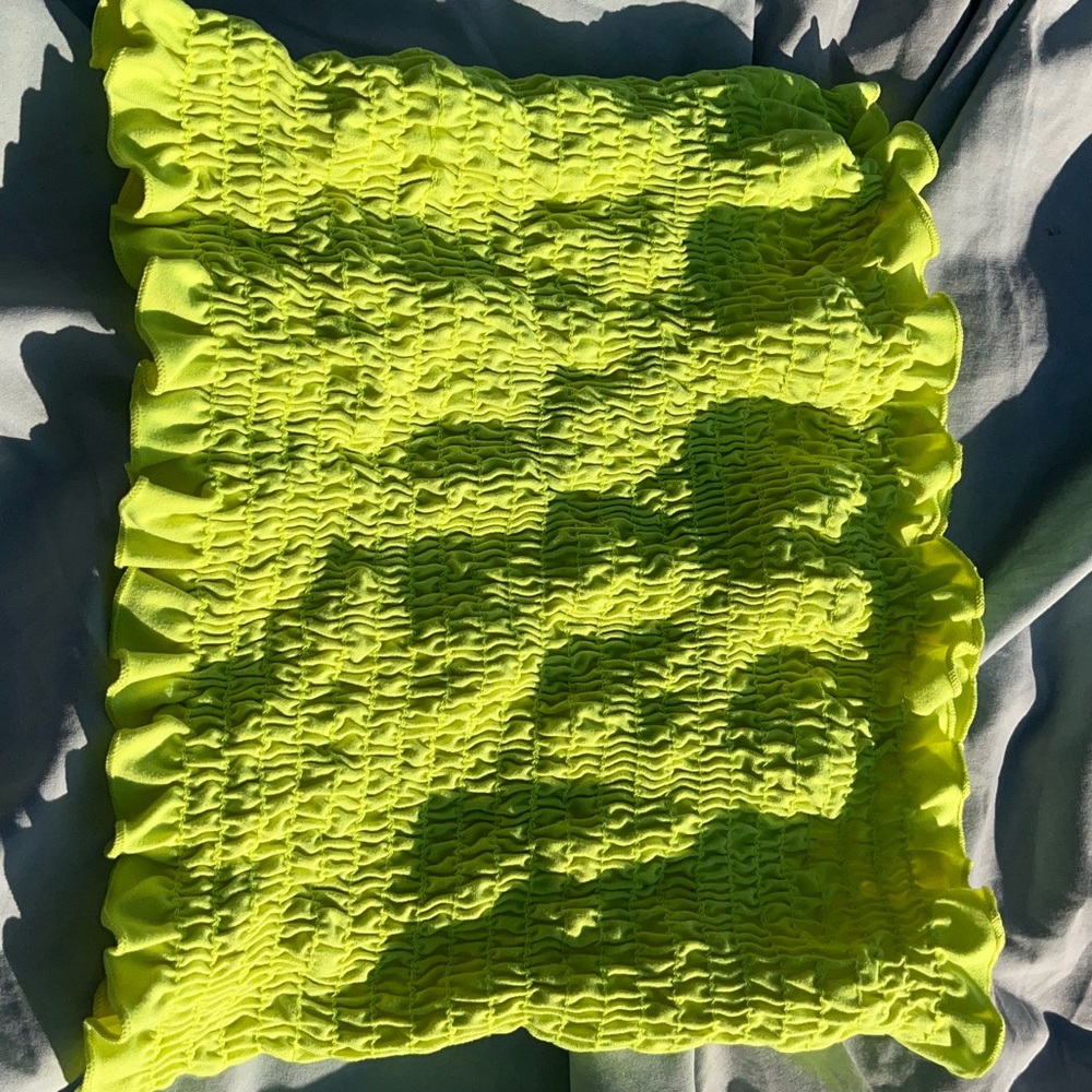 Neon green ruched cropped tube top